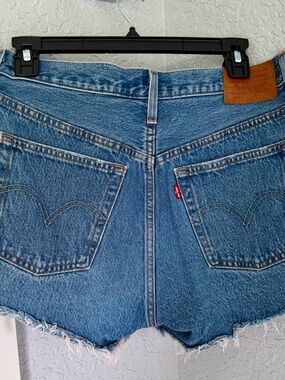 Levi's Blue Denim Frayed Hem Women's Shorts